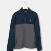 TreeFleece Quarter Zip Colorblock Relaxed Dark Navy-Anthracite