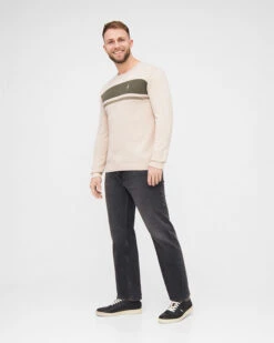 TreePullover Knitted Stripes Raw-Olive -Nikin 1766.008 TreePullover Light Unisex Raw Olive M3