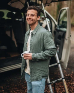 TreePlanter Shirt Linen Sage 16 TreePlanter Shirt Linen Sage -Nikin Photo SS25 Shirt Pullover Pants 1765 1766 1768 NS Spring Shoot Camper Male 07