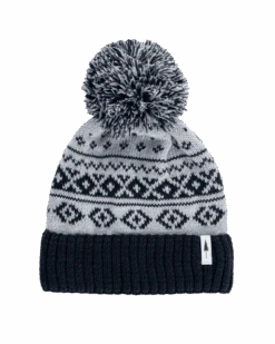 Treeanie Knitted Norwegian Pom Pom Light Grey Mel-Navy