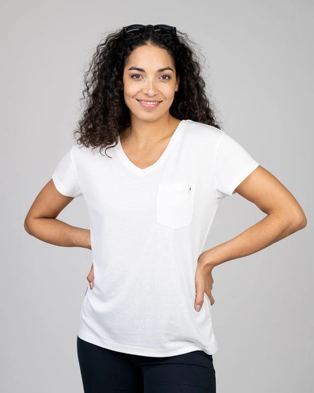 TreeShirt Pocket V-Neck Women White 3 TreeShirt Pocket V-Neck Women White – Bild 3